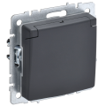 BRITE Розетка 1-местная с заземлением с защитными шторками и крышкой 16А IP20 РСбш10-3-БрГ графит IEK