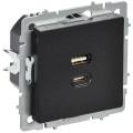 BRITE Розетка USB A+C 45Вт высокоскоростная зарядка РЮ11-2-БрЧ черный IEK