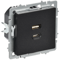 BRITE Розетка USB A+C 45Вт высокоскоростная зарядка РЮ11-2-БрЧ черный IEK