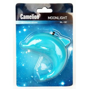 Светильник светодиодный NL-181 Дельфин 220В ночник с выкл. голуб. Camelion 12537