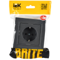 BRITE Розетка 1-местная с заземлением с защитными шторками 16А в сборе РСР14-1-0-БрГ графит IEK