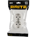 BRITE Розетка 2-местная с заземлением без защитных шторок 16А безвинтовое крепление в сборе РС22-3-БрБ белый IEK