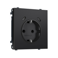 MS810510 Комплект механизма электрической розетки SIGMA Черный матовый 2USB СC 20W быст. зар. сз сш 16A-250V QUANT PRO SP8105, PR165