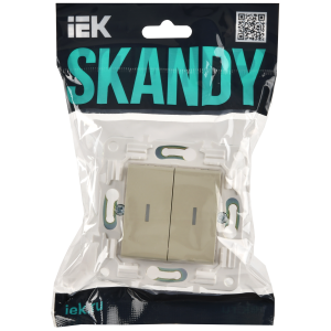 SKANDY Выключатель 2-клавишный с индикацией 10А SK-V09B бежевый IEK