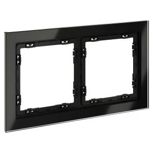 Рамка стеклянная VOLTUM S70 на 2 поста, (черный,стекло)