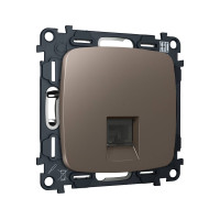 MO642005 Комплект мех-ма компьютерной розетки RJ-45 экранированной с автоматической защитной шторкой OMEGA Темная бронза матовый QUANT OP6420, VM185 AMBRELLA VOLT