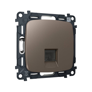 MO642005 Комплект мех-ма компьютерной розетки RJ-45 экранированной с автоматической защитной шторкой OMEGA Темная бронза матовый QUANT OP6420, VM185 AMBRELLA VOLT