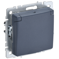 BRITE Розетка 1-местная с заземлением с защитными шторками и крышкой 16А IP20 РСбш10-3-БрМ маренго IEK