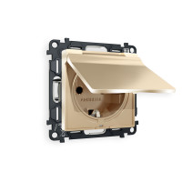 MA608010 Комплект механизма электрической розетки ALFA Шампань сз с шторками и крышкой IP44 QUANT AP6080, VM141 AMBRELLA VOLT