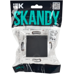 SKANDY Розетка 1-местная с заземлением с защитными шторками и крышкой 16А IP44 SK-R11G графит IEK