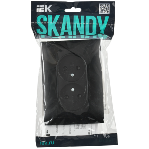 SKANDY Розетка 2-местная без заземления с защитными шторками 10А в сборе SK-R09Bl черный IEK