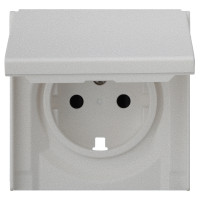 Лицевая панель для розетки 2к+з с крышкой, серебро (35634 SV)