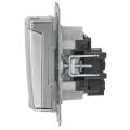 BRITE Розетка 1-местная с заземлением с защитными шторками и крышкой 16А IP44 РСбш10-3-44-БрГН металл хромникель IEK