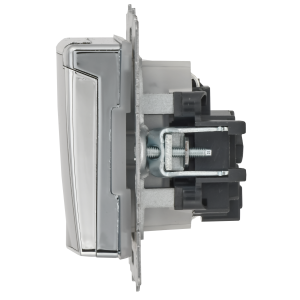 BRITE Розетка 1-местная с заземлением с защитными шторками и крышкой 16А IP44 РСбш10-3-44-БрГН металл хромникель IEK