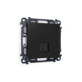 MA812010 Комплект механизма компьютерной розетки ALFA Черный матовый RJ-458P8C CAT6 с шторкой QUANT AP8120, VM188 AMBRELLA VOLT