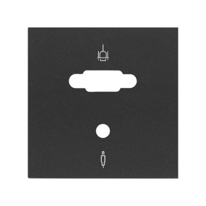 Simon 100 Черный матовый Накладка розетки VGA + Mini-Jack