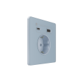 Systeme Infinity, Розетка СУ с ЗК и зар.устр.USB АС 20Вт 250В, 16А, защит.шторки, Стальное небо