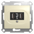 Розетка USB Schneider Electric GLOSSA, скрытый монтаж, бежевый, GSL000232