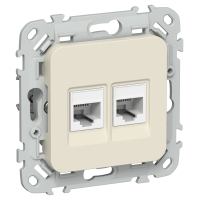 FLITE Розетка 2-местная RJ45/RJ11 категория 5Е/3 UTP РКТ5е/3-2-0-ФлСл сливочный IEK
