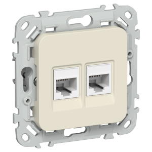 FLITE Розетка 2-местная RJ45/RJ11 категория 5Е/3 UTP РКТ5е/3-2-0-ФлСл сливочный IEK