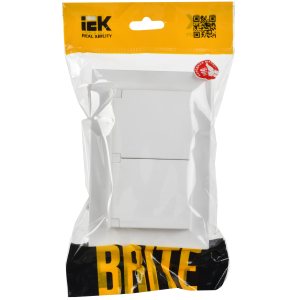 BRITE Розетка 2-местная с заземлением с защитными шторками и крышкой 16А в сборе IP44 РСбш12-3-44-БрАБ арктический белый IEK