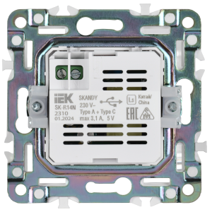 SKANDY Розетка USB A+C 3,1А SK-R14N металл никель IEK