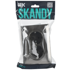 SKANDY Розетка 2-местная с заземлением с защитными шторками 16А в сборе SK-R07N металл никель IEK