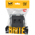 BRITE Розетка компьютерная двойная RJ45 кат.6 РК11-2-БрГ графит IEK