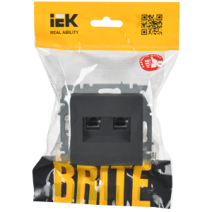 BRITE Розетка компьютерная двойная RJ45 кат.6 РК11-2-БрГ графит IEK