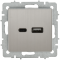 BRITE Розетка USB A+C 18Вт РЮ11-1-БрГН металл хром/никель IEK