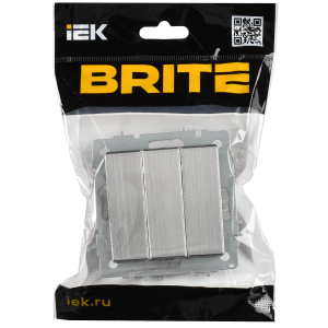 BRITE Выключатель 3-клавишный 10А ВС10-3-0-БрГН металл хром/никель IEK
