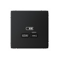 ARTGALLERY USB РОЗЕТКА тип-С 65Вт высокоскор.заряд. QC, PD, механизм, КАРБОН GAL001027