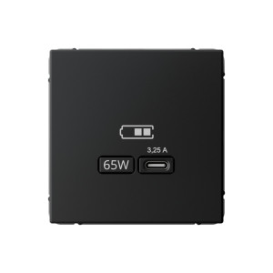 ARTGALLERY USB РОЗЕТКА тип-С 65Вт высокоскор.заряд. QC, PD, механизм, КАРБОН GAL001027