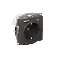 ATLASDESIGN РОЗЕТКА 16А с 2 USB A+C, 5В/2,4А/3,0А, 2х5В/1,5А, механизм, БАЗАЛЬТ ATN001432