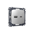 MO411010 Комплект механизма розетки OMEGA Серебро глянец 2USB AC 20W быстрая зарядка QUANT OP4110, VM177 AMBRELLA VOLT
