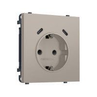 MS370510 Комплект механизма электрической розетки SIGMA Серо-бежевый матовый 2USB СC 20W быст. зар. сз сш 16A-250V QUANT PRO SP3705, PR165