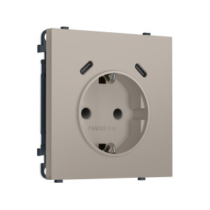 MS370510 Комплект механизма электрической розетки SIGMA Серо-бежевый матовый 2USB СC 20W быст. зар. сз сш 16A-250V QUANT PRO SP3705, PR165