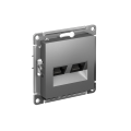 ATLASDESIGN РОЗЕТКА двойная компьютерная RJ45+RJ45 кат. 6А, механизм, СТАЛЬ ATN000988