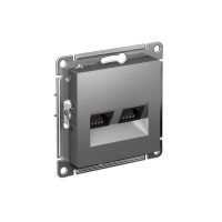 ATLASDESIGN РОЗЕТКА двойная компьютерная RJ45+RJ45 кат. 6А, механизм, СТАЛЬ ATN000988