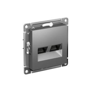 ATLASDESIGN РОЗЕТКА двойная компьютерная RJ45+RJ45 кат. 6А, механизм, СТАЛЬ ATN000988