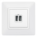 Механизм розетки USB Valena Life 2 разъема 240В5В 2400мА с лиц. панелью бел. Leg 753412