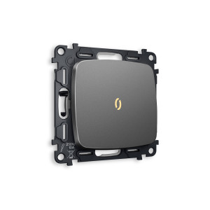 MO652030 Комплект механизма 1-кл проходного выключателя с подсветкой 3200K OMEGA Антрацит серый QUANT (OP6520, VM105, G22Y) AMBRELLA VOLT