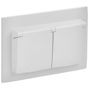 SKANDY Розетка 2-местная и крышкой 16А в сборе IP44 SK-R12W арктический белый IEK