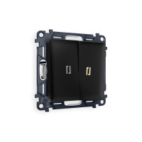 MA804030 Комплект механизма 2-кл проходного выключателя с подсветкой 3200K ALFA Черный матовый QUANT AP8040, VM120, G22Y AMBRELLA VOLT