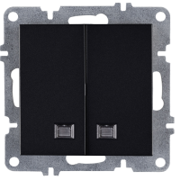 Arvia Electric, L/K Механизм, Выключатель двухклавишный с подсветкой, (черный)