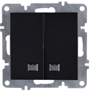 Arvia Electric, L/K Механизм, Выключатель двухклавишный с подсветкой, (черный)