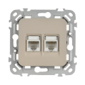 FLITE Розетка 2-местная компьютерная RJ45 категория 5Е UTP РК5е-2-0-ФлЛ льняной IEK