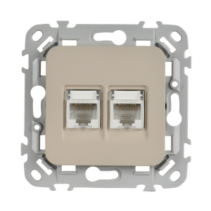 FLITE Розетка 2-местная компьютерная RJ45 категория 5Е UTP РК5е-2-0-ФлЛ льняной IEK