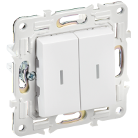 SKANDY Выключатель 2-клавишный проходной с индикацией 10А SK-V10W арктический белый IEK