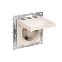 ATLASDESIGN РОЗЕТКА с заземлением со шторками с крышкой,16А,IP20, мех.,быстрозажим. клем., БЕЖЕВЫЙ ATN000246S
